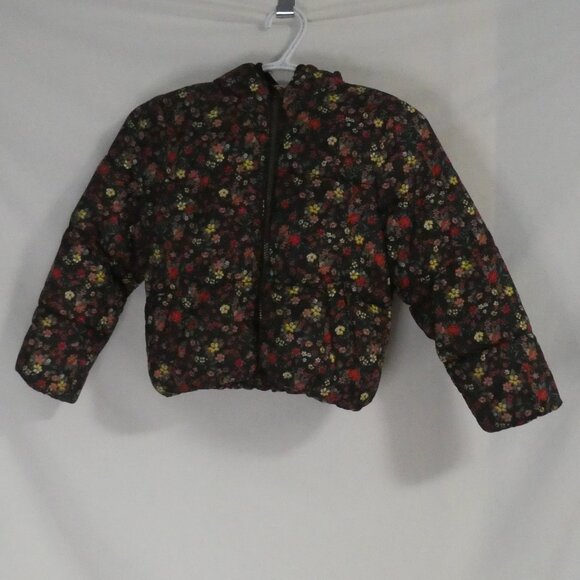 OLD NAVY | small (6-7) | Floral Hooded Quilted Puffer Jacket | Fleece Lined - Picture 2 of 16